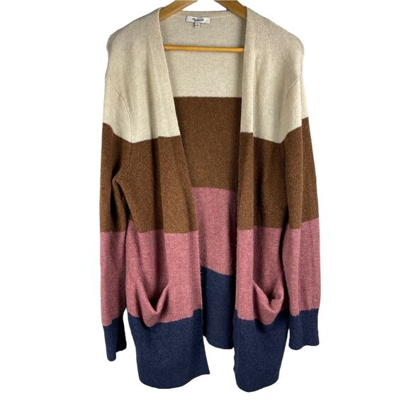 Madewell‎ Stripe Print Cozy Short Walker Cardigan Sweater Size Medium - Picture 5 of 10